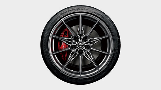 フロント：255/35ZR19タイヤ（MICHELIN PILOT SUPER SPORT）×9J鍛造アルミホイール（艶消しダークメタリック塗装／センターオーナメント付）／リヤ：275/35ZR19タイヤ（MICHELIN PILOT SUPER SPORT）×10J鍛造アルミホイール（艶消しダークメタリック塗装／センターオーナメント付）