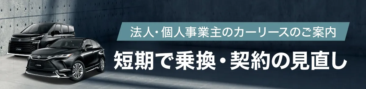法人・個人事業主のカーリースのご案内 短期で乗り換え・契約の見直し