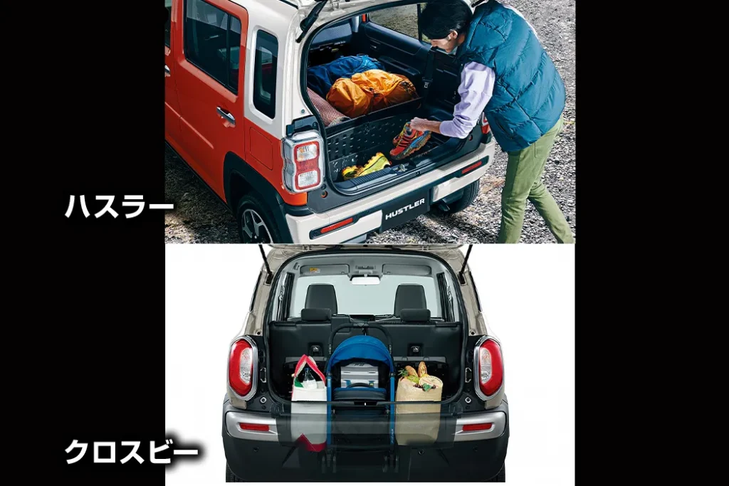 ハスラーとクロスビーの荷室の比較