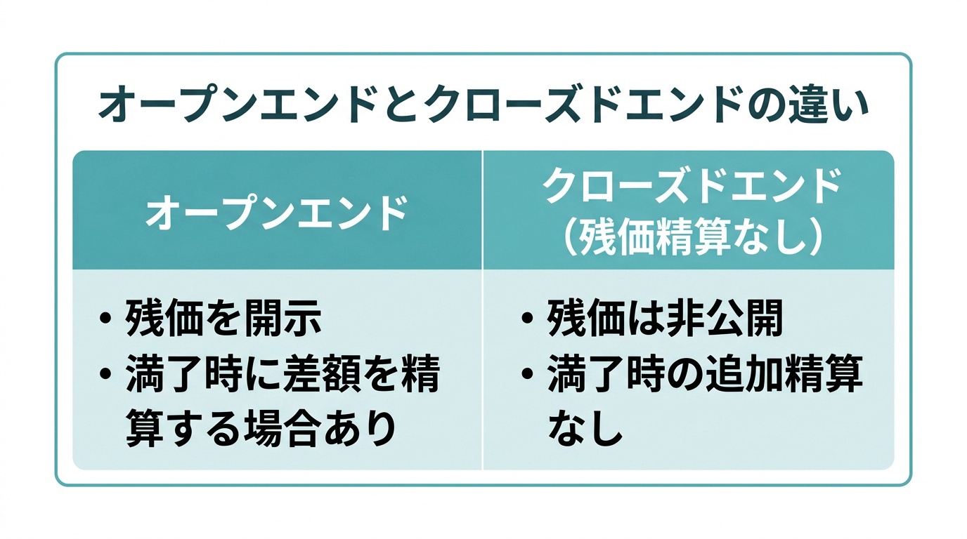カーリースの「残価精算なし」とは？オープンエンドとの違い