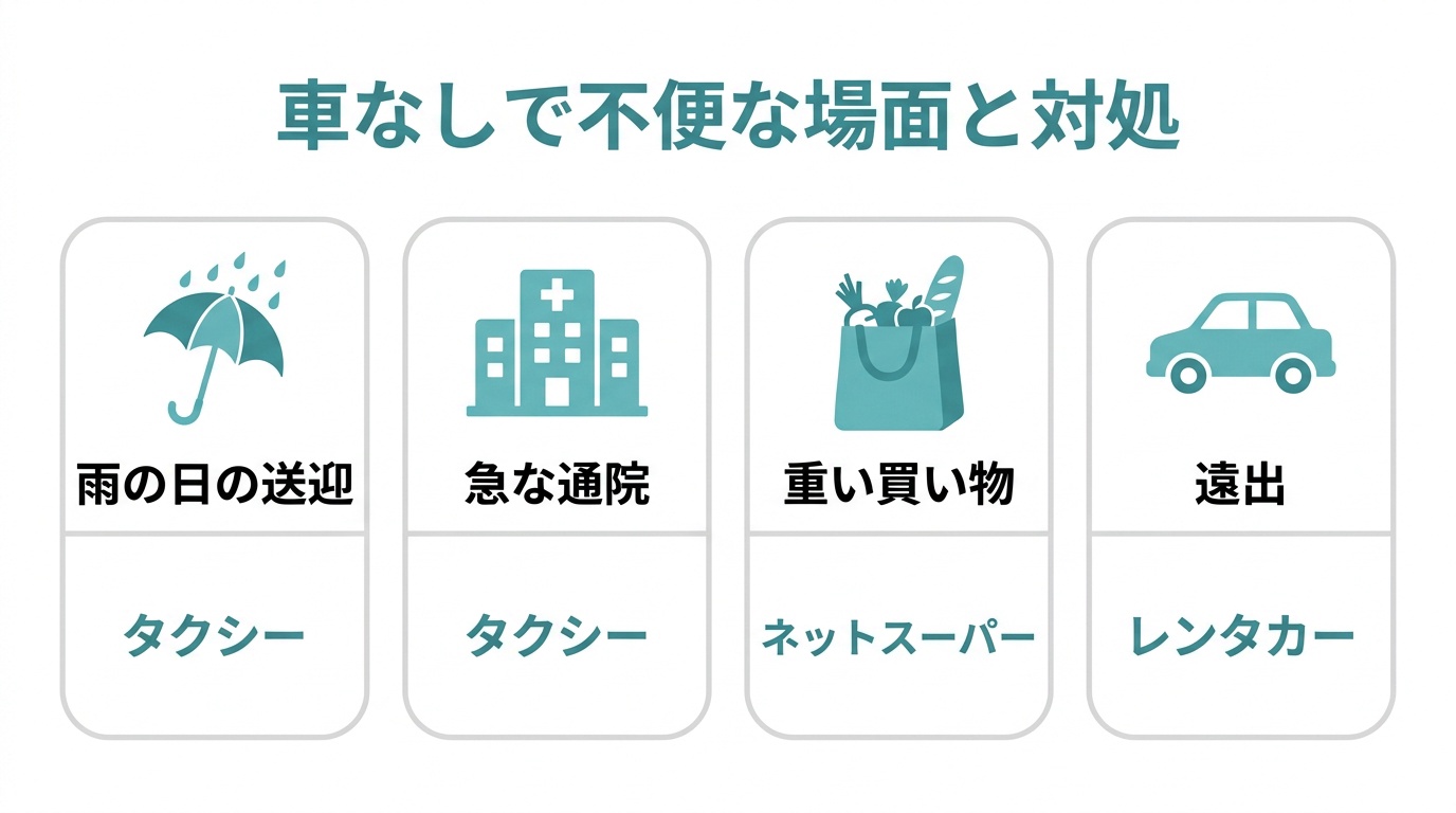 車なしの子育てで不便を感じやすい場面と対処法