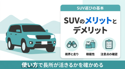 SUVのメリットとデメリットと後悔しない選び方を解説する記事のアイキャッチ