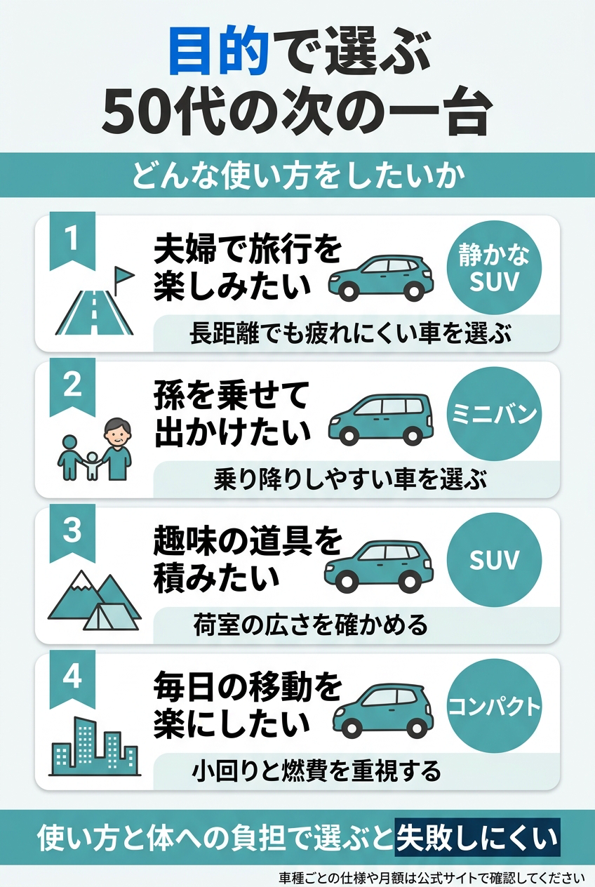 【目的別】50代におすすめの車厳選ガイド