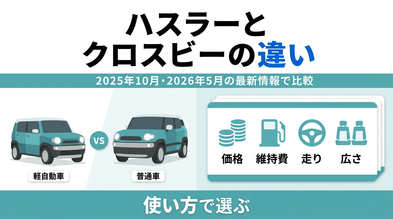 ハスラーとクロスビーの違いを比較！維持費や内装…あなたに合う一台は？