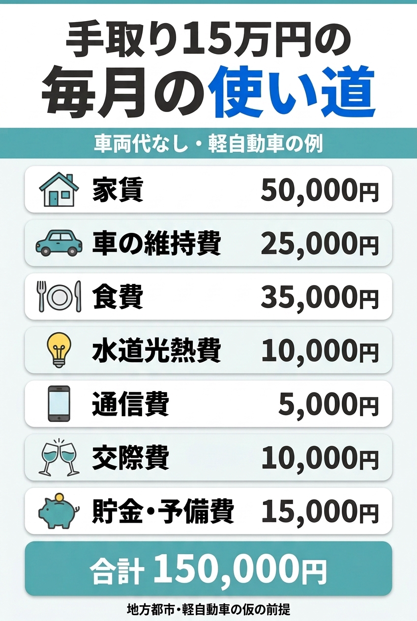 手取り15万円・一人暮らしのリアル収支シミュレーション