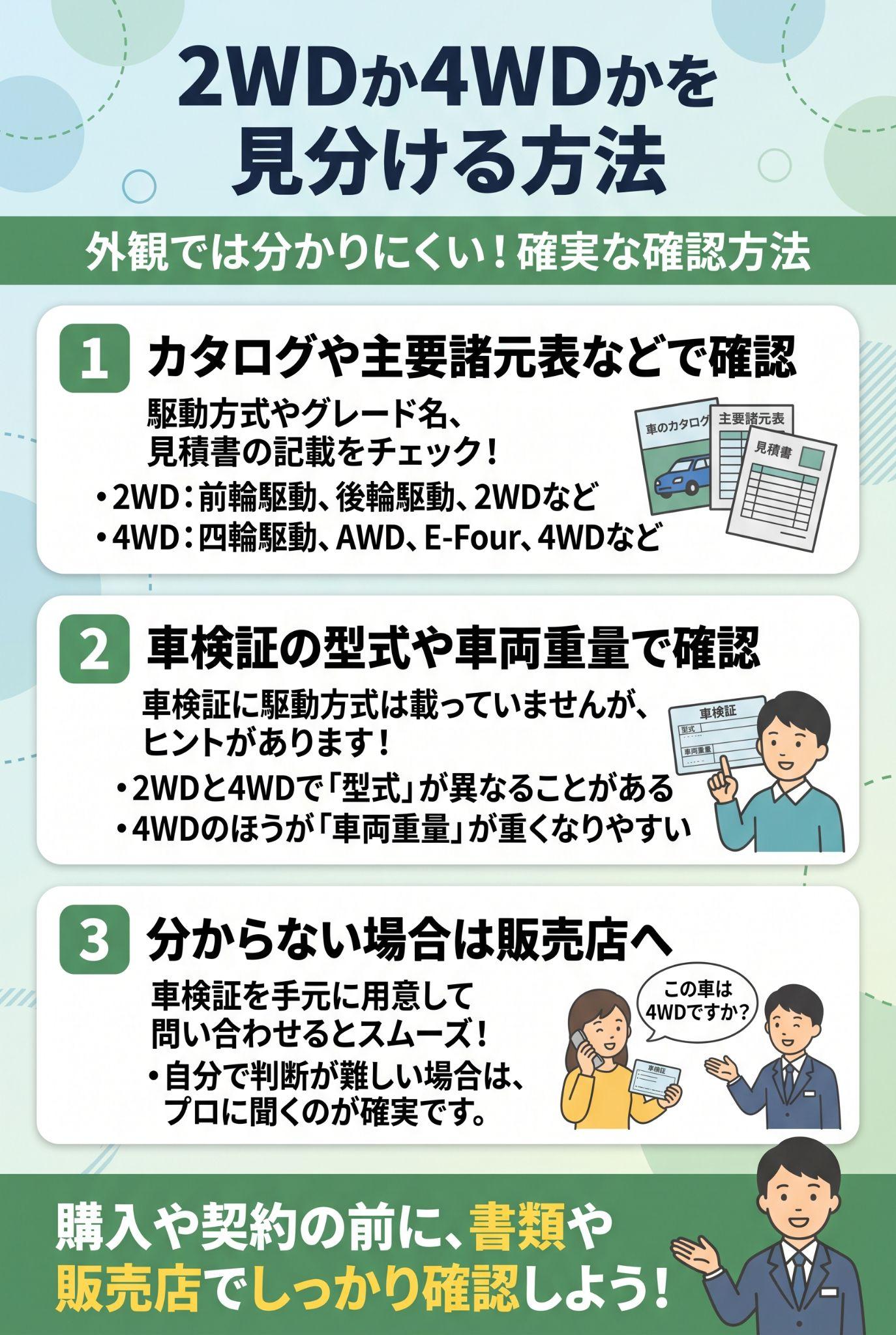 2WDか4WDかを見分ける3つの方法