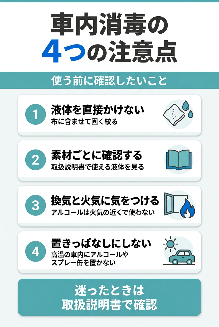 車内消毒の注意点